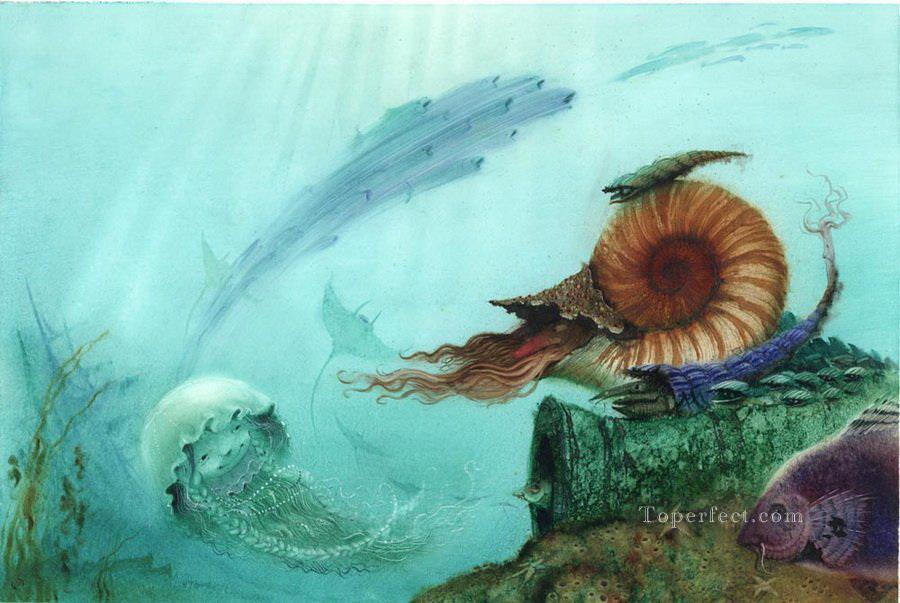 cuentos de hadas fondo marino mundo océano Pintura al óleo